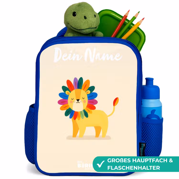 Kinderrucksack - Blau - Löwe - Mähne - Farbenfroh — 3