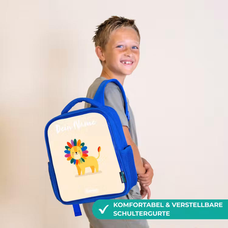 Kinderrucksack - Blau - Löwe - Mähne - Farbenfroh — 5