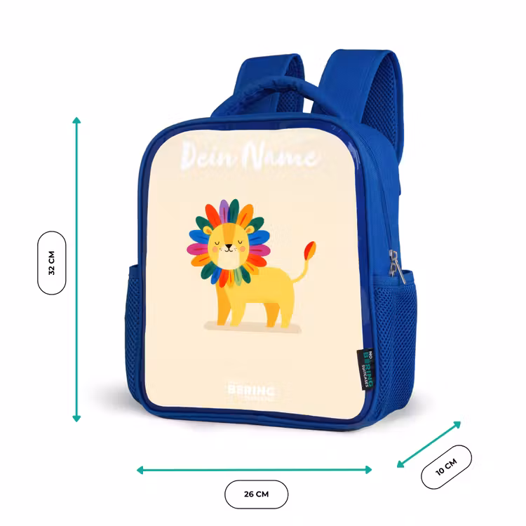 Kinderrucksack - Blau - Löwe - Mähne - Farbenfroh — 6