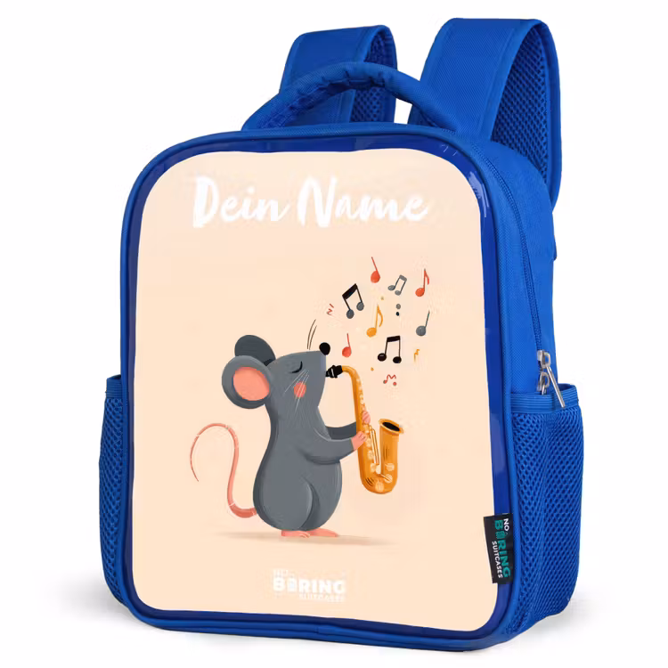 Kinderrucksack - Blau - Maus - Saxophon - Musik — 7