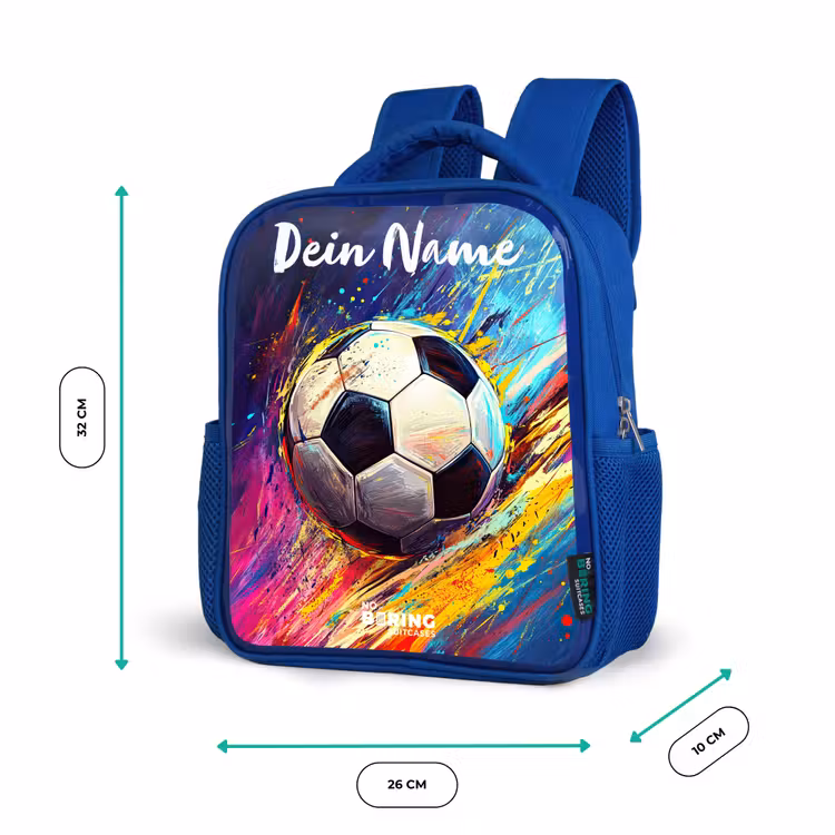 Kinderrucksack mit Namen - Blau - Neon - Fußball - Farbenfroh — 6