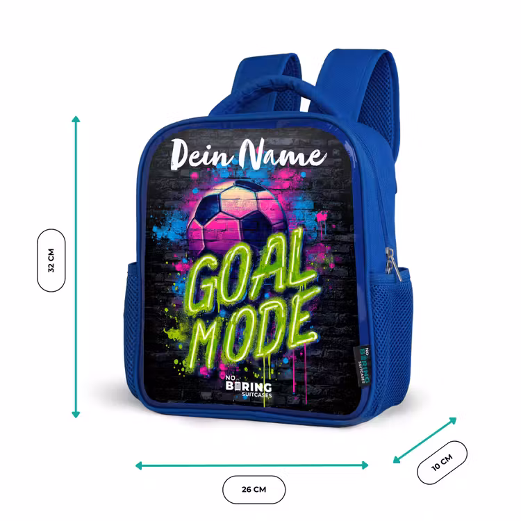 Kinderrucksack mit Namen - Blau - Neon - Graffiti - Fußball - Farbenfroh — 6