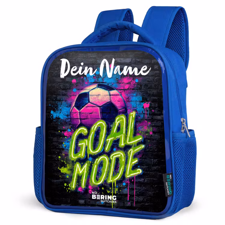 Kinderrucksack mit Namen - Blau - Neon - Graffiti - Fußball - Farbenfroh — 7
