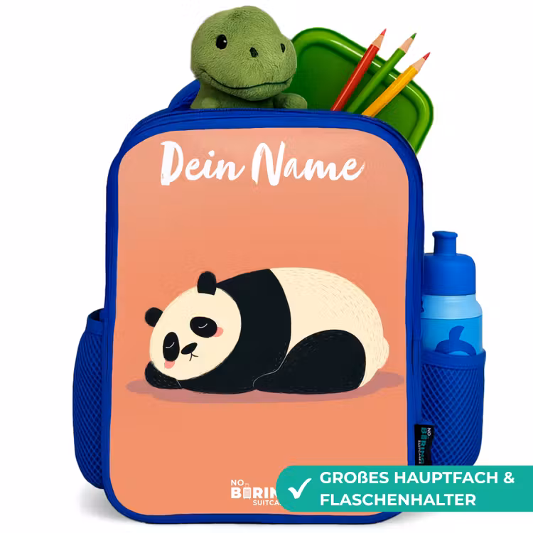 Kinderrucksack - Blau - Panda - Schlafend - Orange — 3