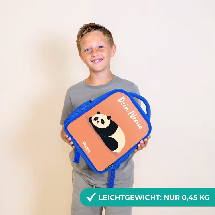 Kinderrucksack - Blau - Panda - Schlafend - Orange — 4