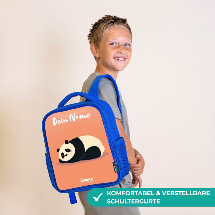 Kinderrucksack - Blau - Panda - Schlafend - Orange — 5