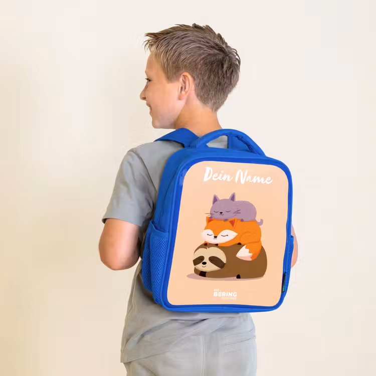 Kinderrucksack - Blau - Tiere - Schlafen - Gemeinsam — 2