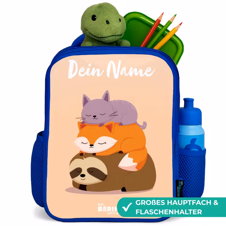 Kinderrucksack - Blau - Tiere - Schlafen - Gemeinsam — 3