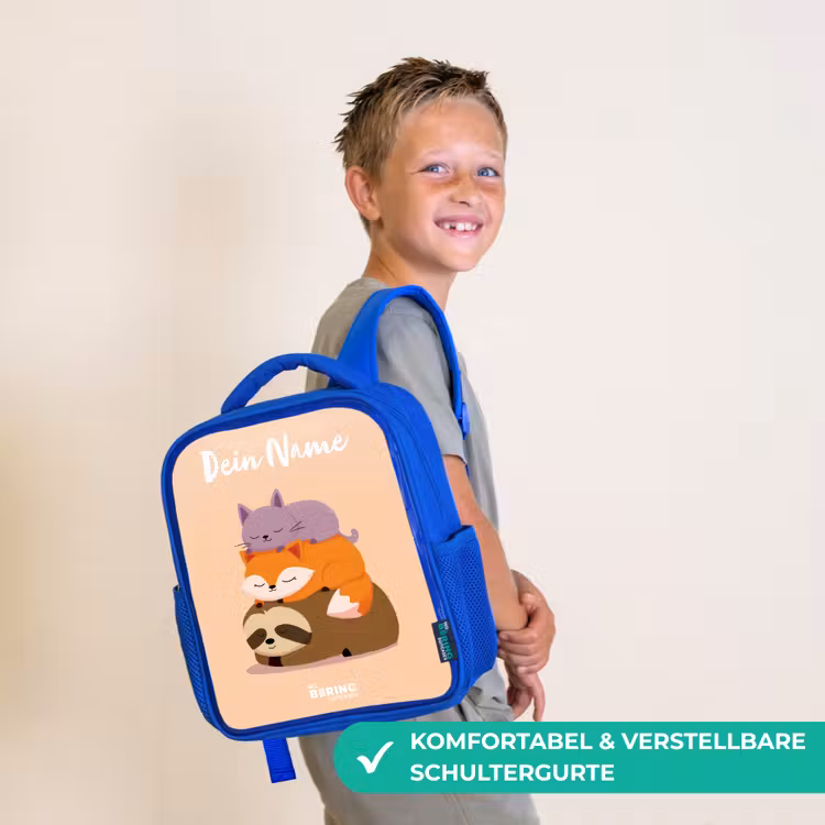 Kinderrucksack - Blau - Tiere - Schlafen - Gemeinsam — 5
