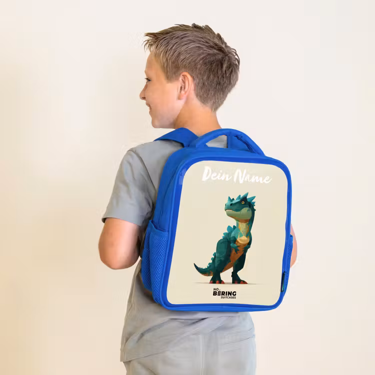 Kinderrucksack - Blau - Dino - Tier - Grün — 2
