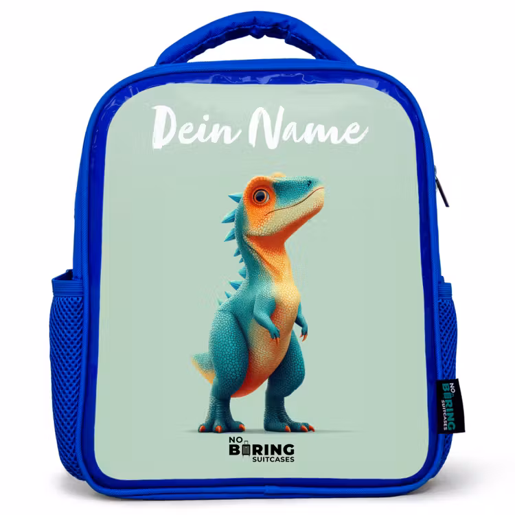 Kinderrucksack - Blau - Dino - Tier - Grün - Orange — 1