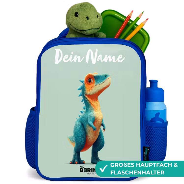 Kinderrucksack - Blau - Dino - Tier - Grün - Orange — 3
