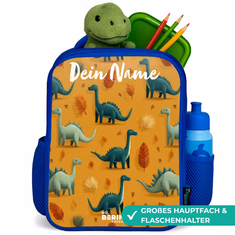 Kinderrucksack - Blau - Dino - Tiere - Muster — 3
