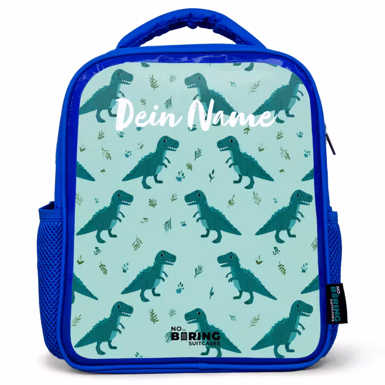 Kinderrucksack - Blau - Dinos - Muster - Grün — 1