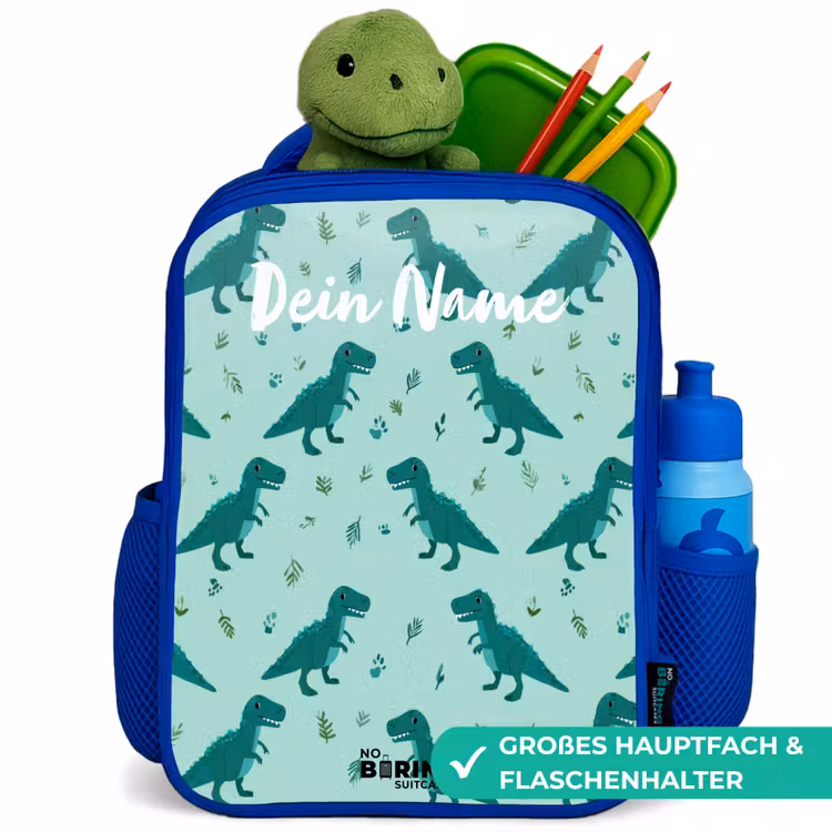 Kinderrucksack - Blau - Dinos - Muster - Grün — 3