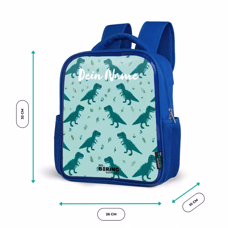 Kinderrucksack - Blau - Dinos - Muster - Grün — 6