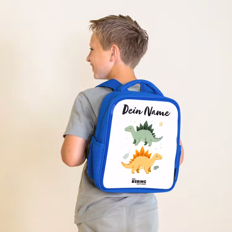 Kinderrucksack - Blau - Dinos - Tiere - Grün - Orange — 2