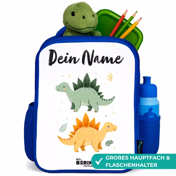 Kinderrucksack - Blau - Dinos - Tiere - Grün - Orange — 3