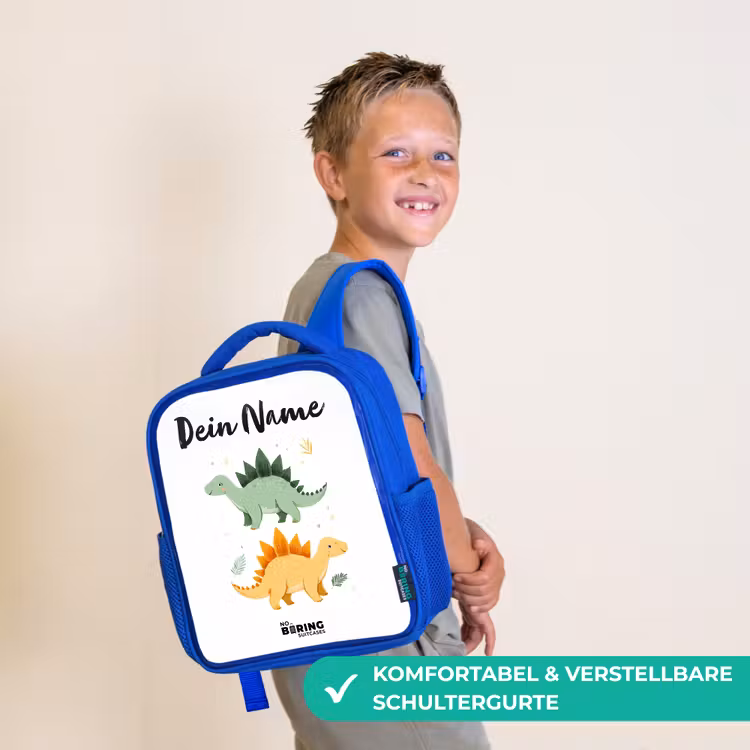 Kinderrucksack - Blau - Dinos - Tiere - Grün - Orange — 5