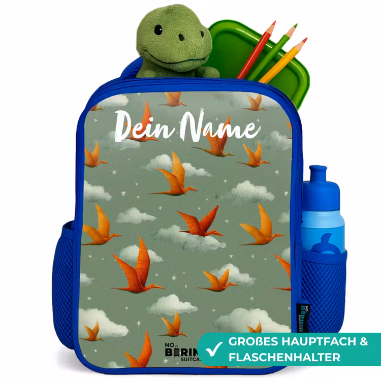 Kinderrucksack - Blau - Muster - Dino - Flugsaurier — 3