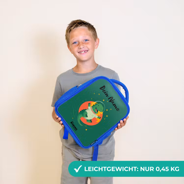 Kinderrucksack - Blau - Dino - Planet - Sterne - Grün — 4