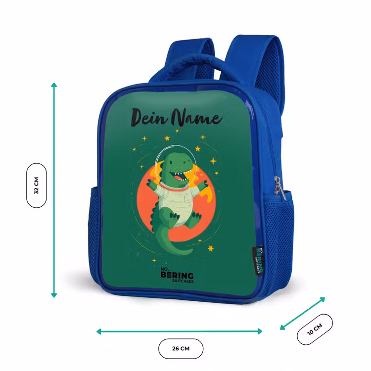 Kinderrucksack - Blau - Dino - Planet - Sterne - Grün — 6