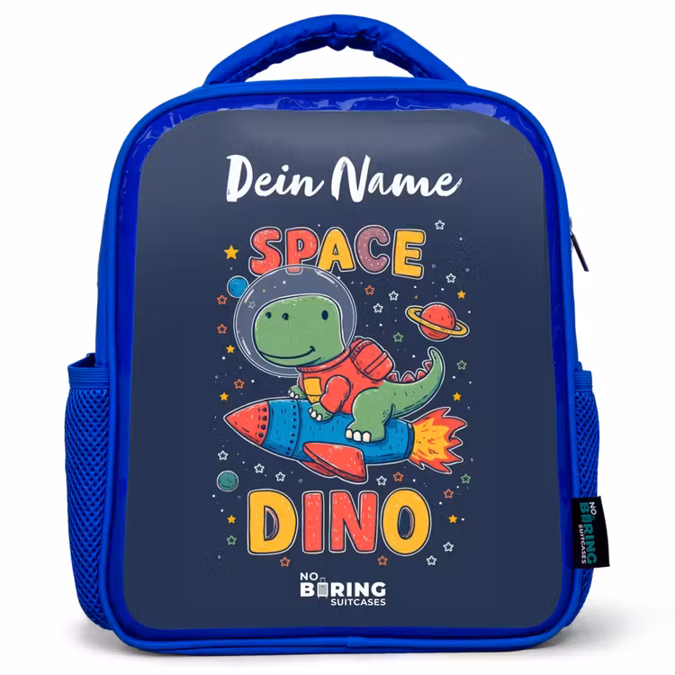 Kinderrucksack - Blau - Dinosaurier - Grün - Rakete - Sternenhimmel — 1