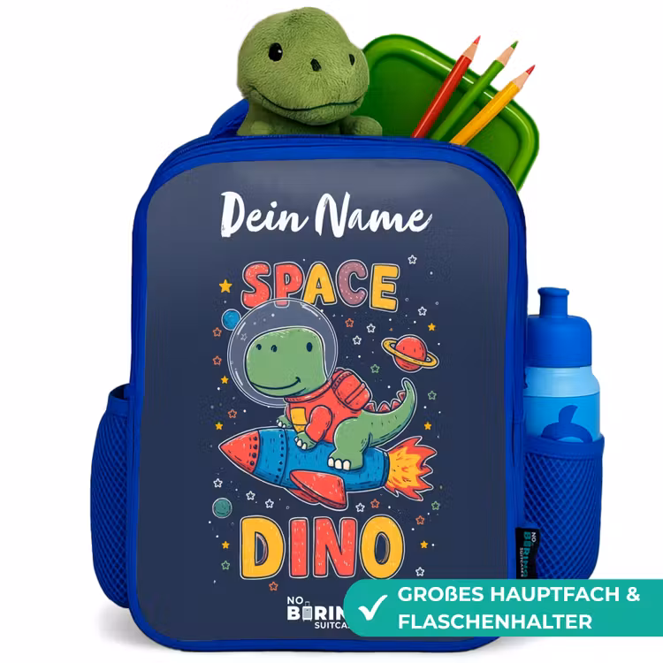 Kinderrucksack - Blau - Dinosaurier - Grün - Rakete - Sternenhimmel — 3