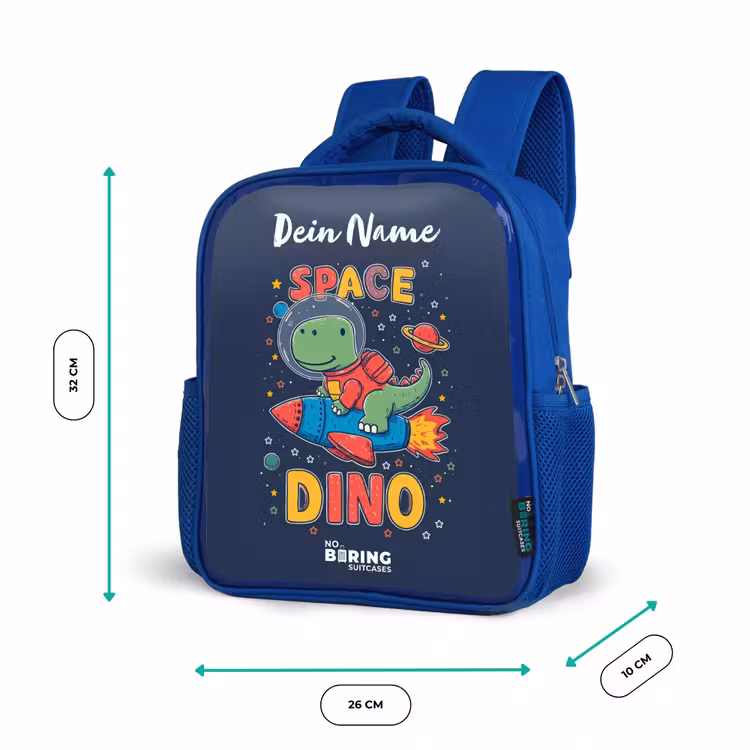 Kinderrucksack - Blau - Dinosaurier - Grün - Rakete - Sternenhimmel — 6