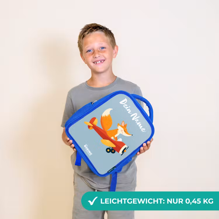 Kinderrucksack - Blau - Fuchs - Flugzeug - Fliegen — 4