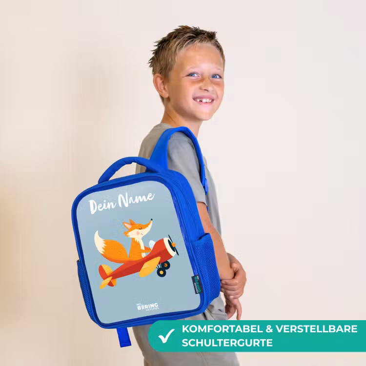 Kinderrucksack - Blau - Fuchs - Flugzeug - Fliegen — 5