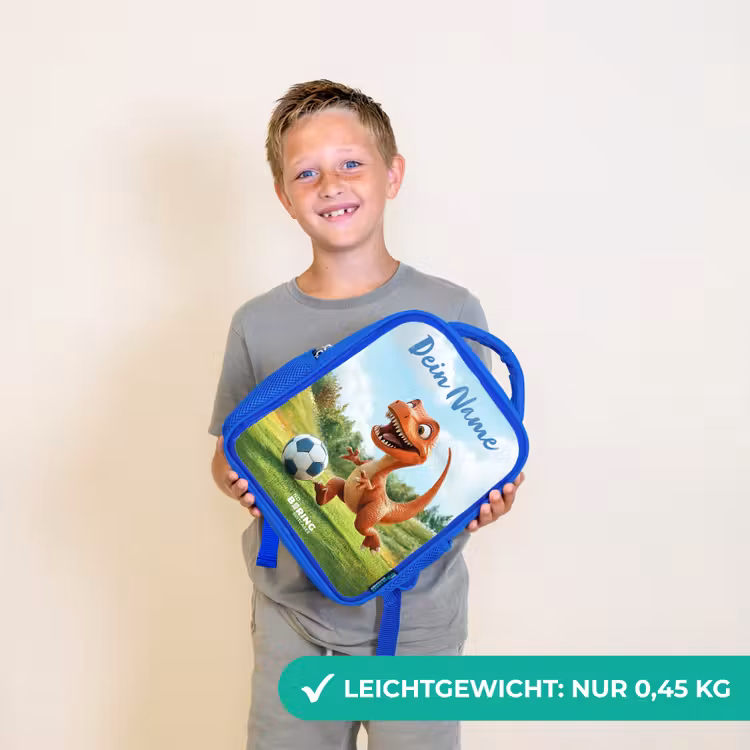 Kinderrucksack mit Namen - Blau - Fußball - Dino - Sport — 4