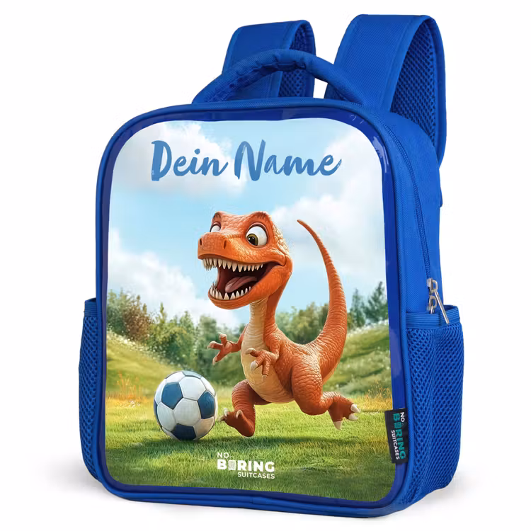 Kinderrucksack mit Namen - Blau - Fußball - Dino - Sport — 7