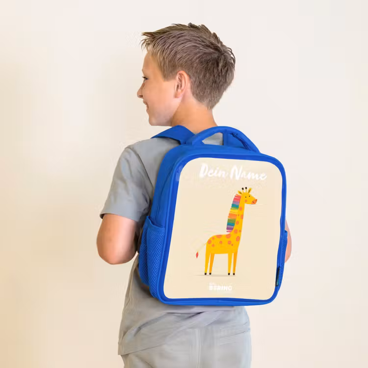 Kinderrucksack - Blau - Giraffe - Tier - Farbenfroh — 2