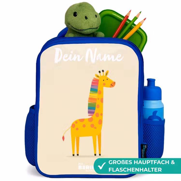 Kinderrucksack - Blau - Giraffe - Tier - Farbenfroh — 3
