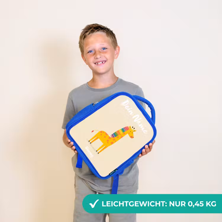 Kinderrucksack - Blau - Giraffe - Tier - Farbenfroh — 4