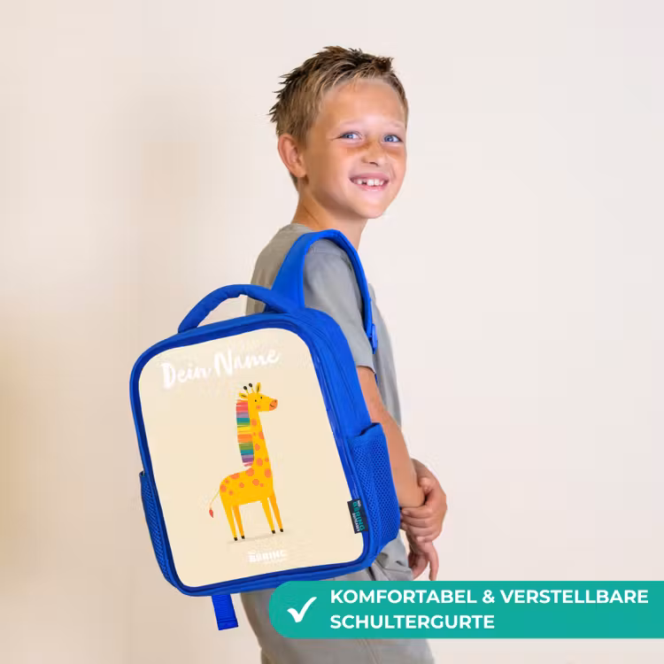 Kinderrucksack - Blau - Giraffe - Tier - Farbenfroh — 5