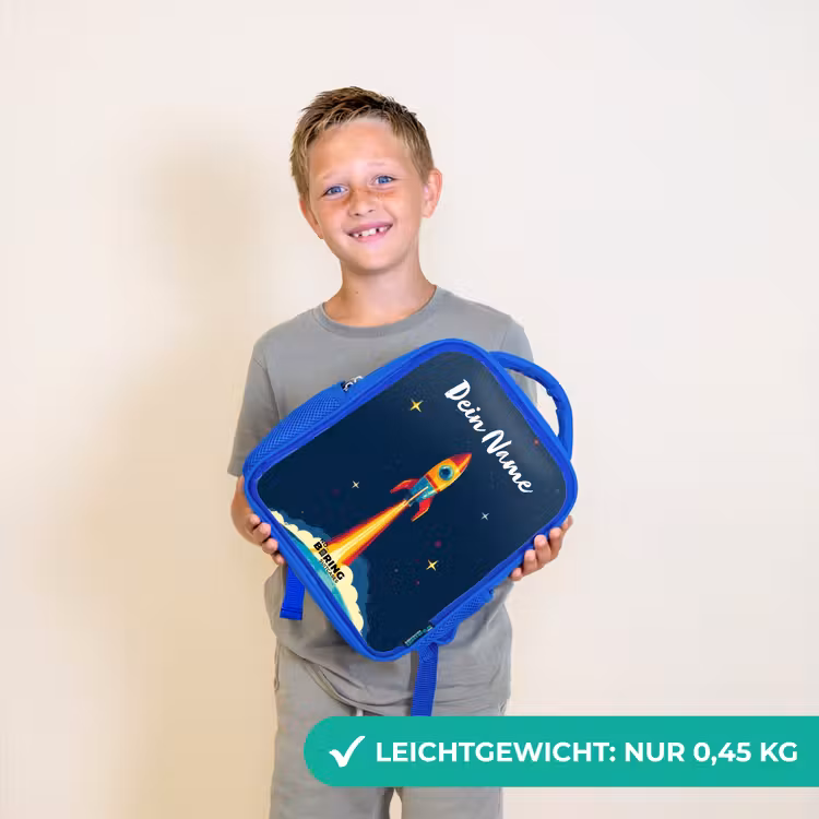 Kinderrucksack - Blau - Planet - Rakete - Sterne - Dunkelblau — 4
