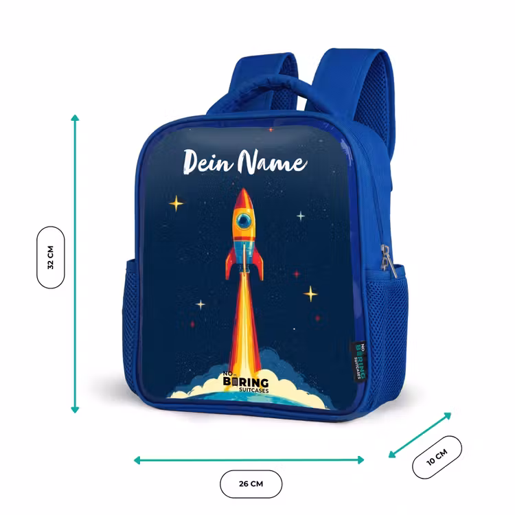 Kinderrucksack - Blau - Planet - Rakete - Sterne - Dunkelblau — 6