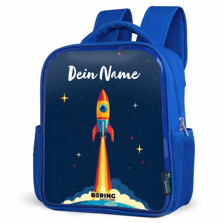 Kinderrucksack - Blau - Planet - Rakete - Sterne - Dunkelblau — 7