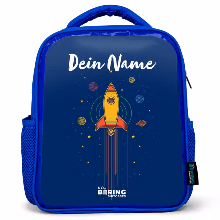 Kinderrucksack - Blau - Rakete - Planeten - Sterne — 1