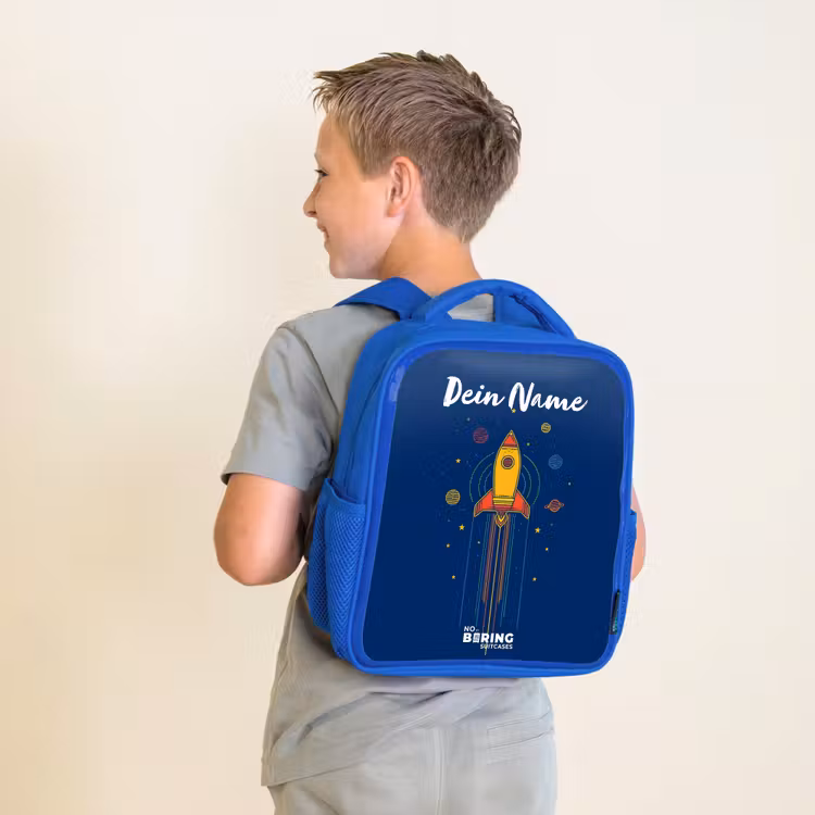 Kinderrucksack - Blau - Rakete - Planeten - Sterne — 2