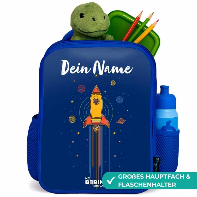 Kinderrucksack - Blau - Rakete - Planeten - Sterne — 3