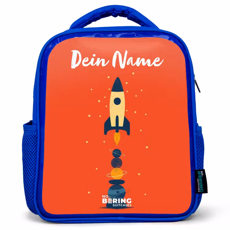 Kinderrucksack - Blau - Rakete - Sterne - Planeten — 1