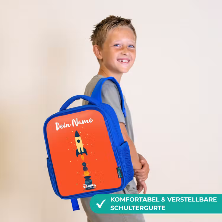 Kinderrucksack - Blau - Rakete - Sterne - Planeten — 5
