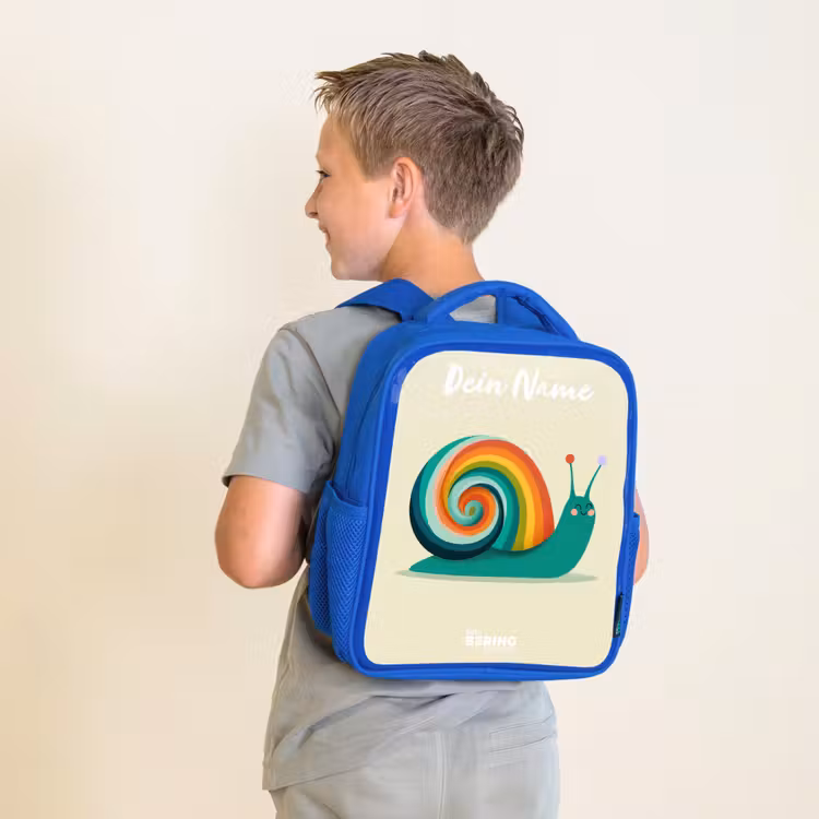 Kinderrucksack - Blau - Schnecke - Regenbogen - Farbenfroh — 2
