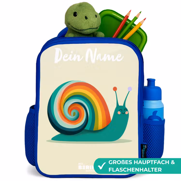 Kinderrucksack - Blau - Schnecke - Regenbogen - Farbenfroh — 3
