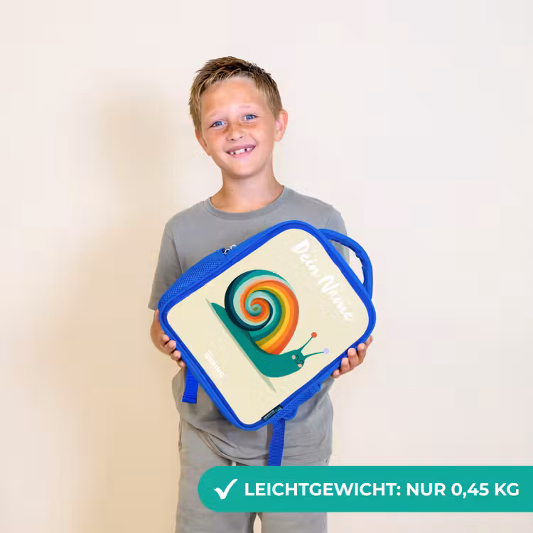 Kinderrucksack - Blau - Schnecke - Regenbogen - Farbenfroh — 4