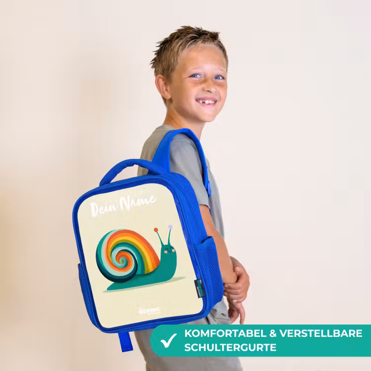 Kinderrucksack - Blau - Schnecke - Regenbogen - Farbenfroh — 5