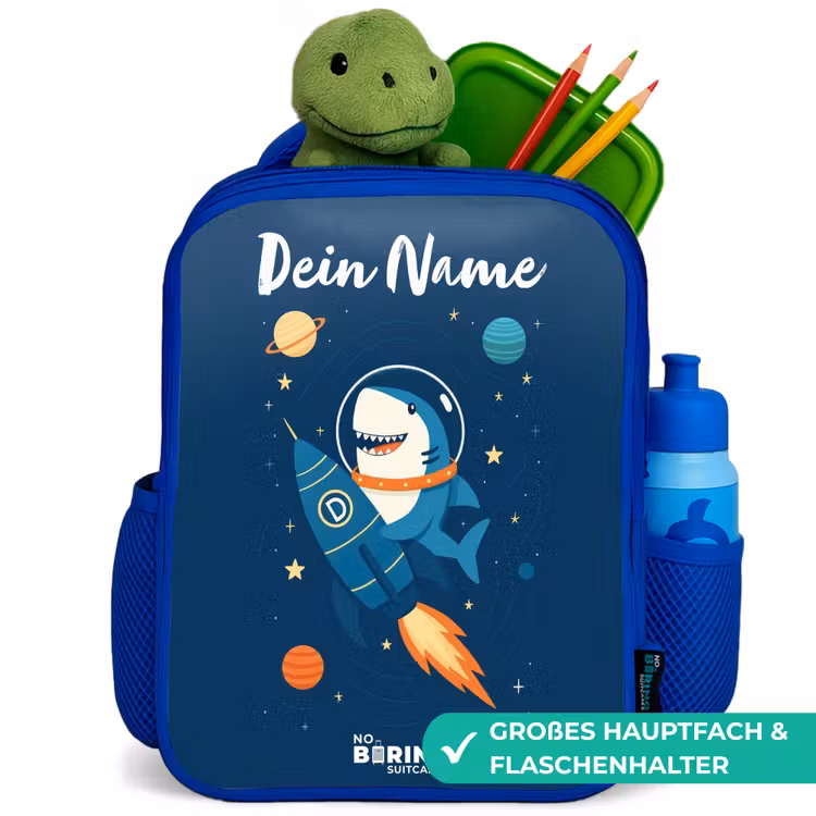 Kinderrucksack - Blau - Tier - Weltraum - Planet - Rakete — 3